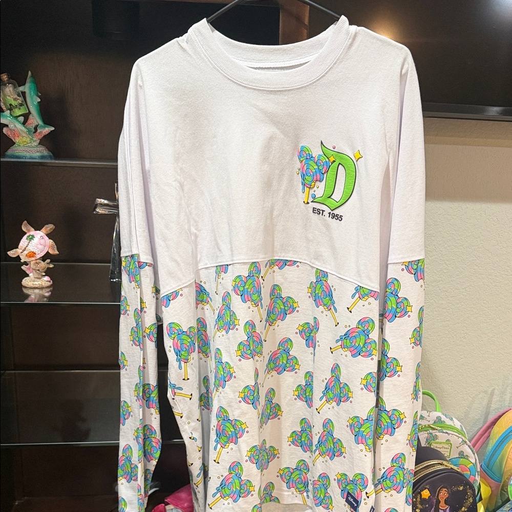 Disney White and Green Long Sleeve Jersey